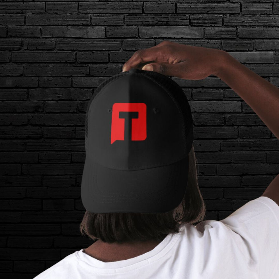 Black TOUGH TO TALK Cap featuring the iconic red T-Logo to support mens mental health and the fight against male suicide