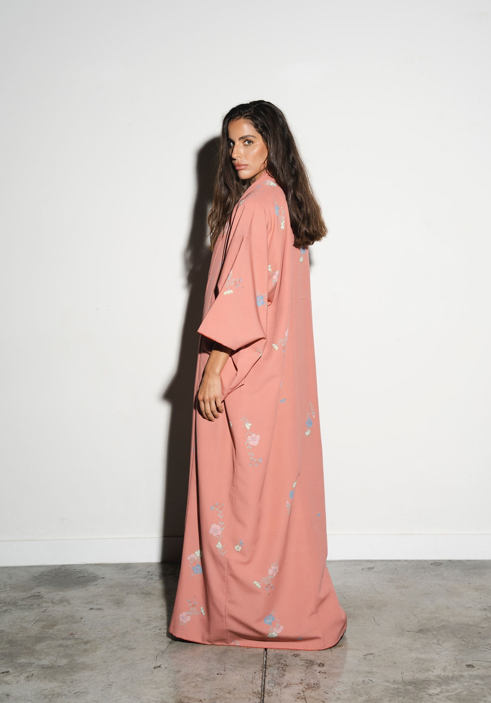 Thumbnail: Pink Japanese Kimono with Floral Print