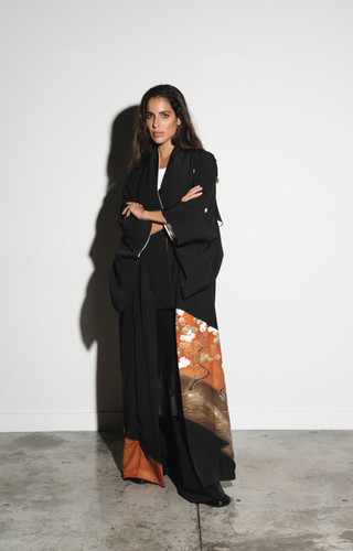SI/CO KIMONO GAWN ブラック Snake and Skull Black Ladies (KAPUKI Original): Denim Kimono