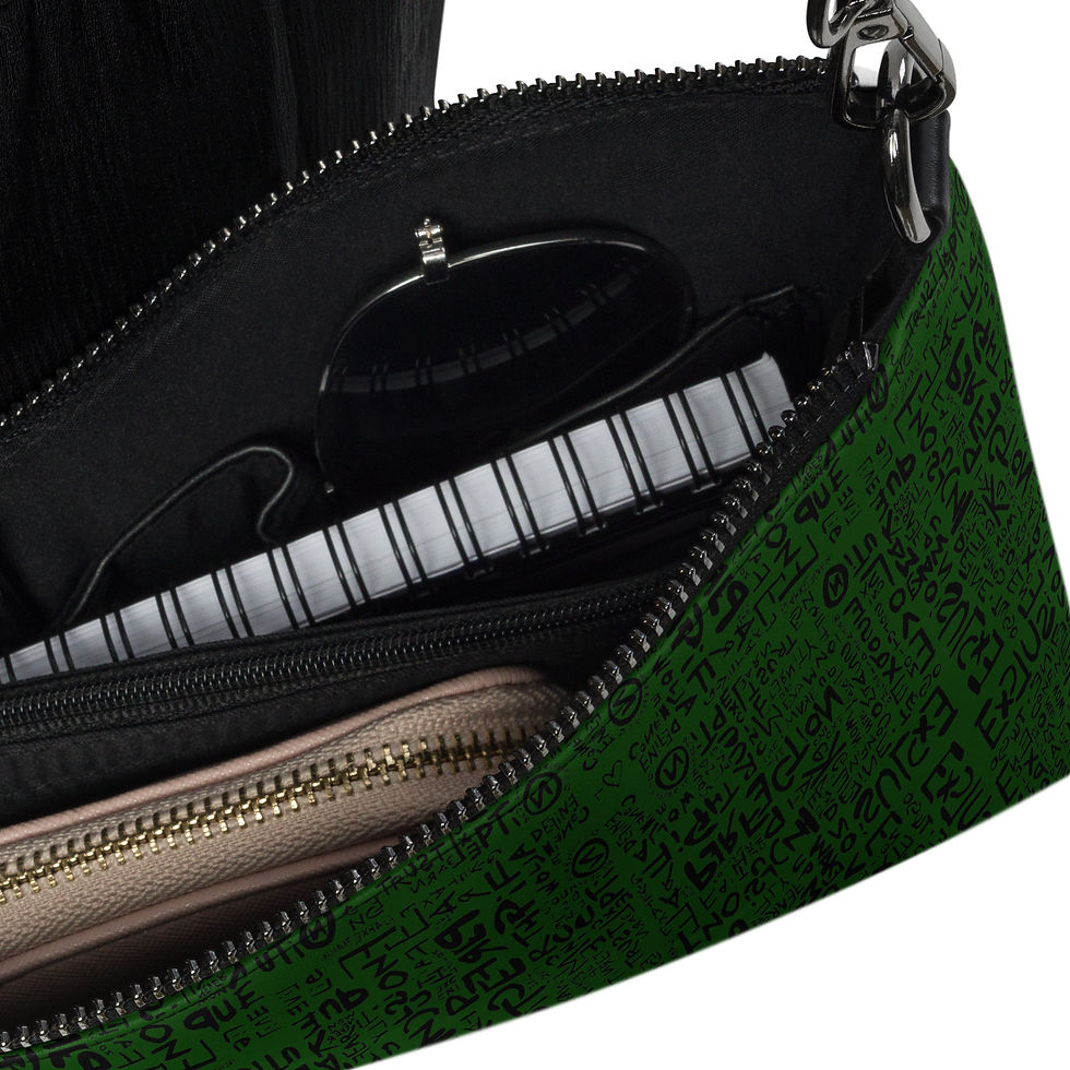 Thumbnail: 'WORDS' FINE PRINT EMERALD CROSSBODY BAG / CLUTCH