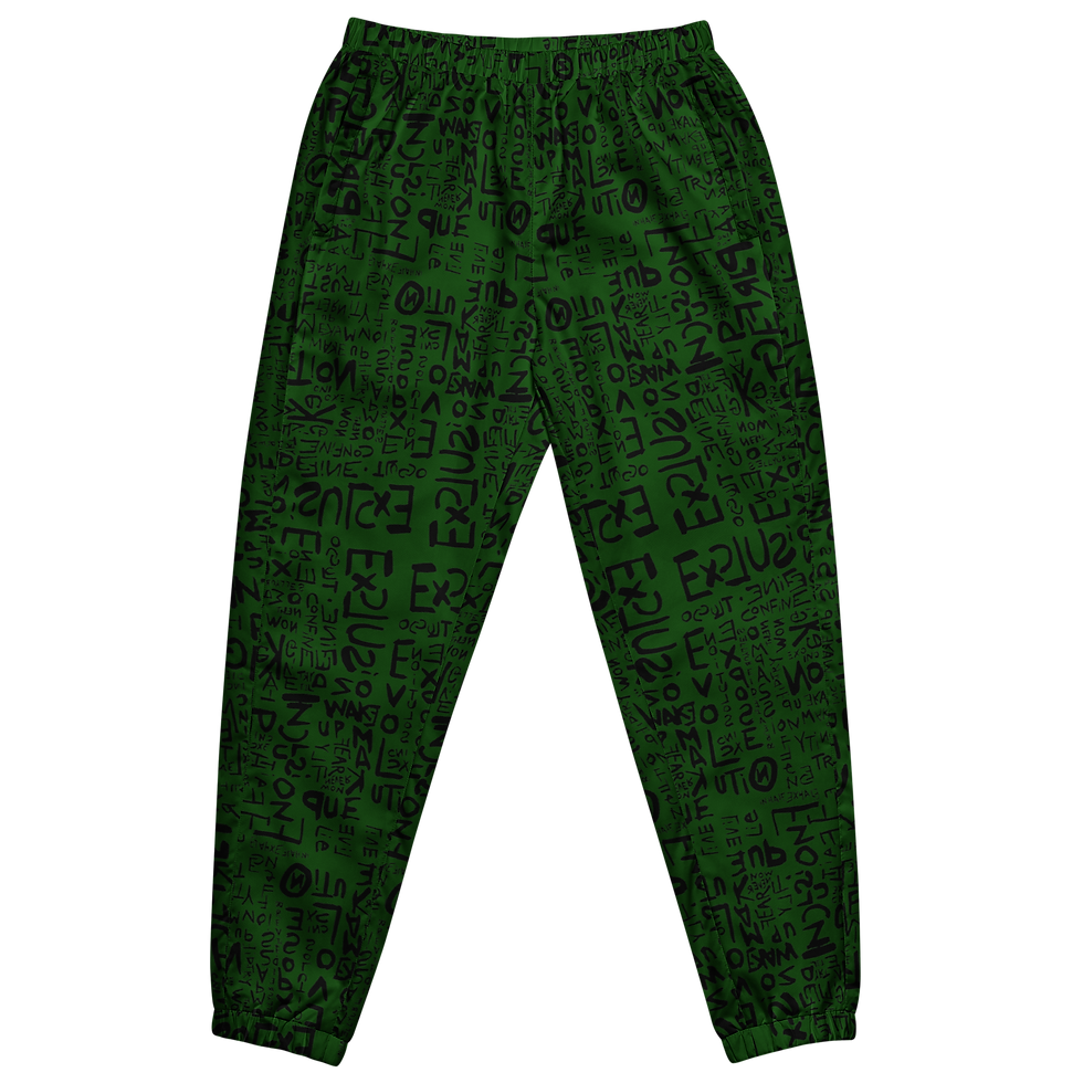 'WORDS' FINE PRINT EMERALD - UNISEX TRACK PANTS