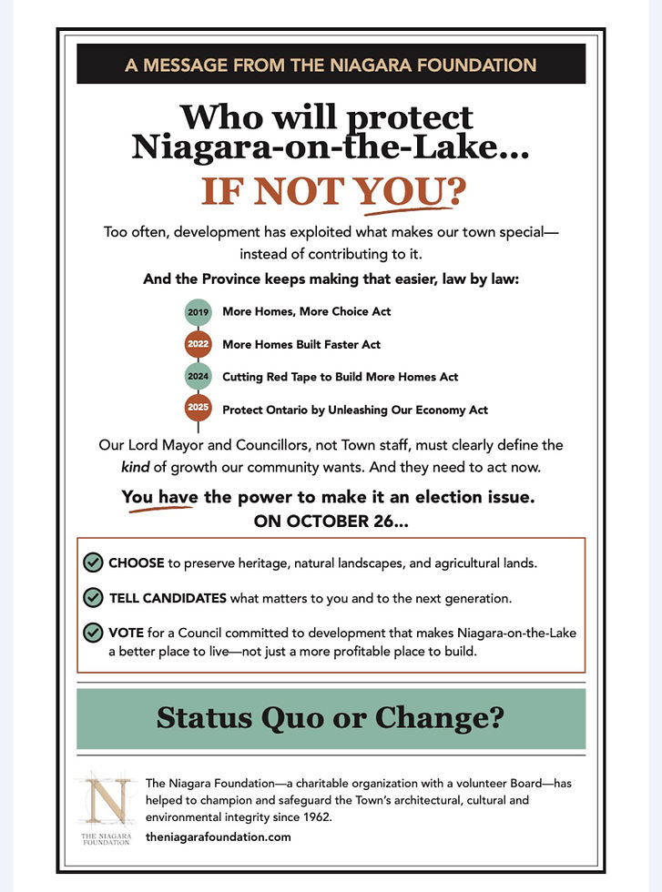A Response to Niagara Foundation’s recent advertisements.