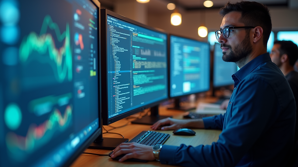Primer plano de equipo técnico monitoreando conexiones de internet en un evento deportivo