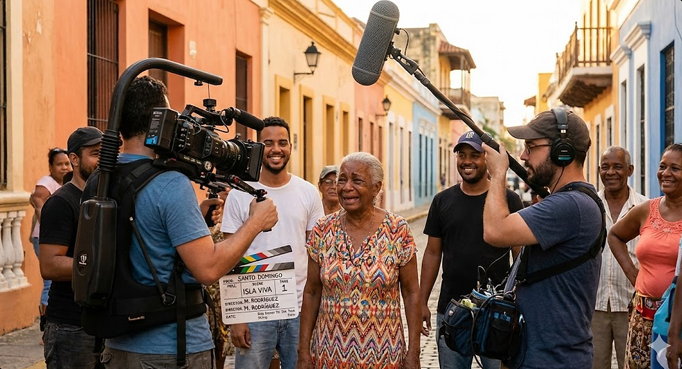 Producción de video vibrante en República Dominicana, gente expresiva, narración emotiva.