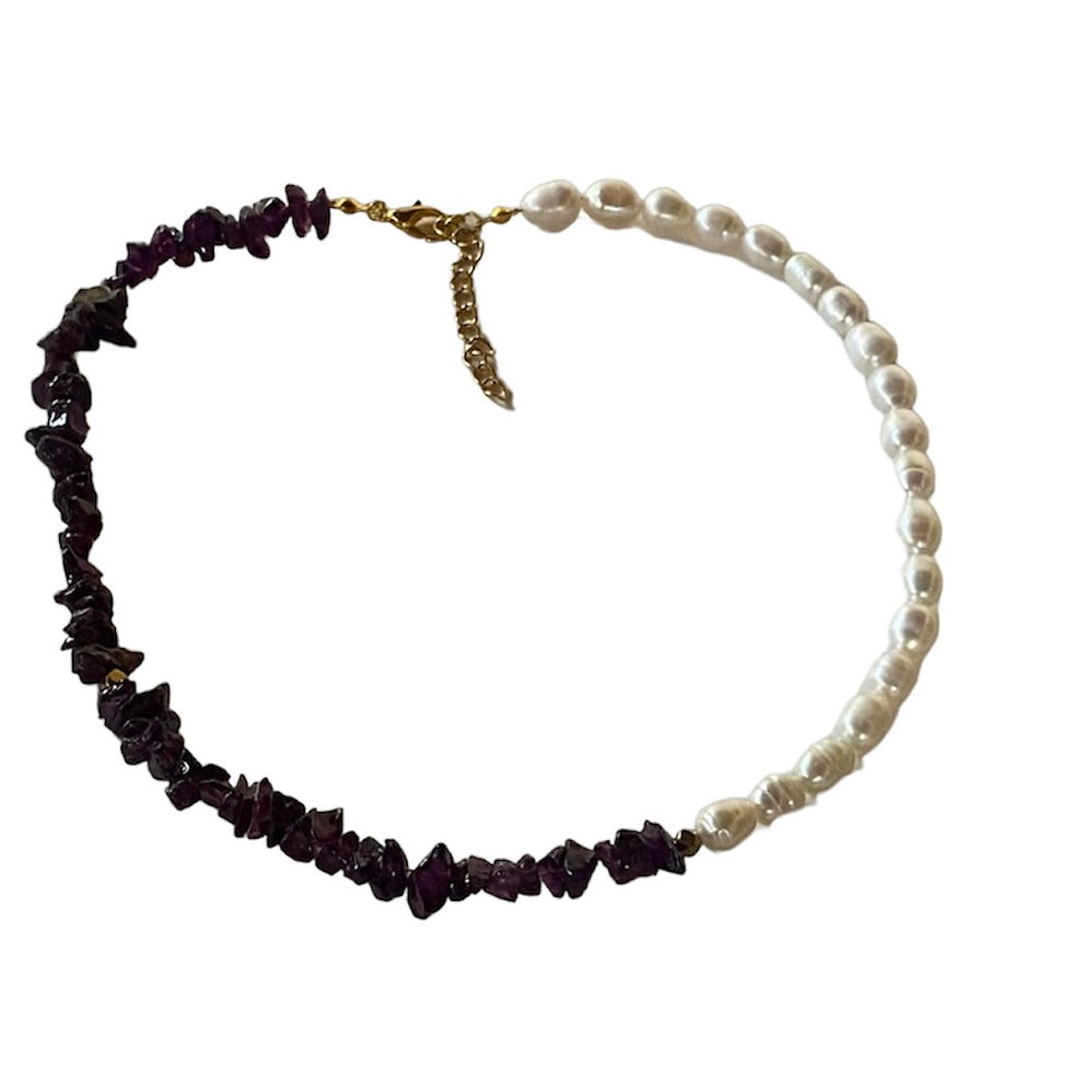 Half Pearl and half beads in eggplant color