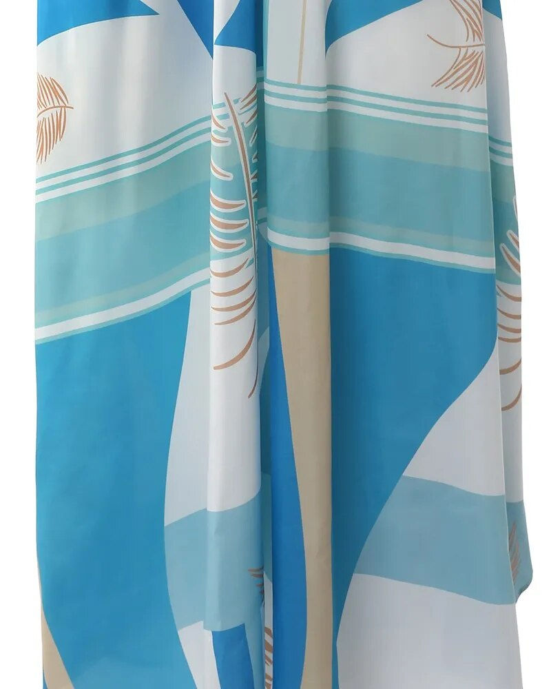 Miniatura: Vestido com Cinto, Decote V Gravata Maxi,  sem mangas, com estampa, moda verão.