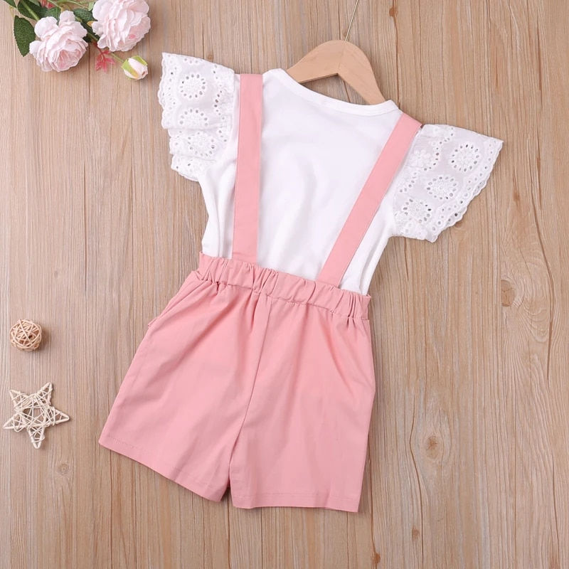 Miniatura: Shorts e blusa, Meninas,  Terno Versão de Duas Peças Crianças.