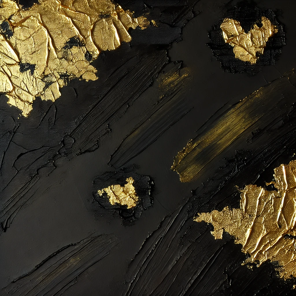 Detailreiche Kunst mit kräftigen Goldstrichen und dunklem Hintergrund