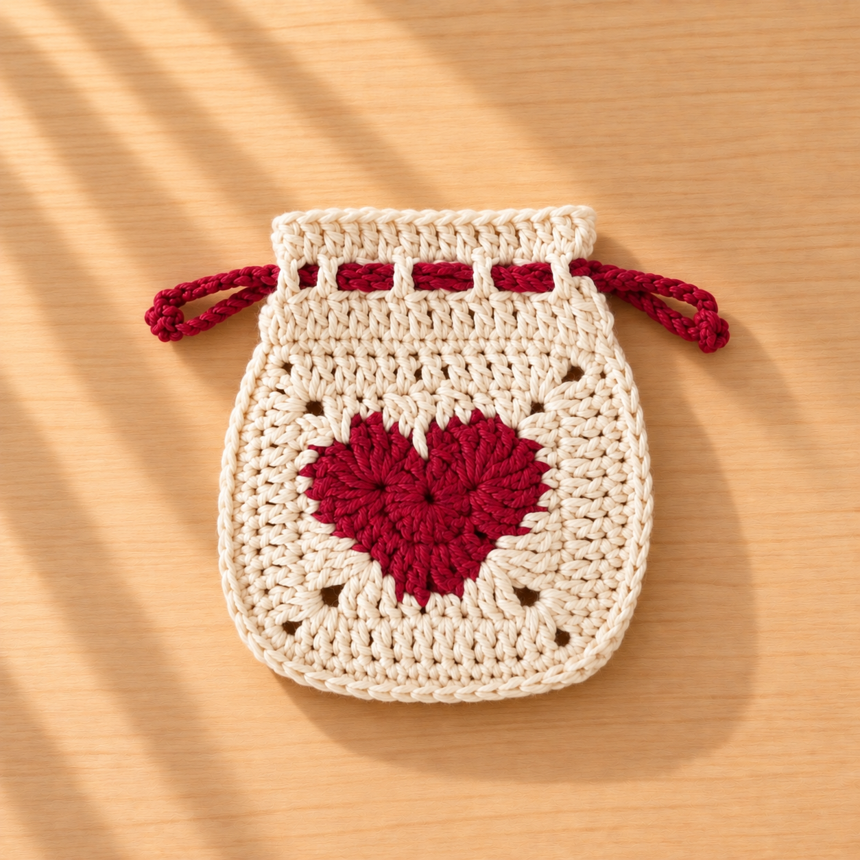 Sweetheart drawstring pouch