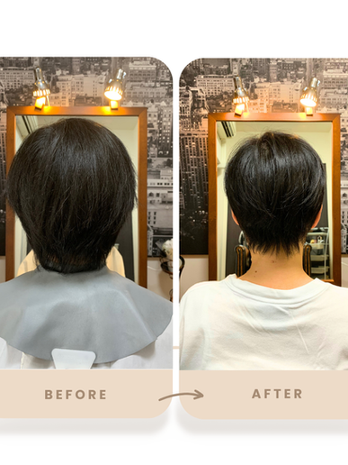 神戸市垂水区50代女性くせ毛を活かすカット髪質改善トリートメントビフォーアフター