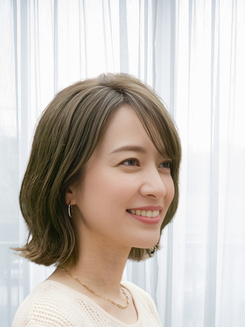 くせ毛ミディアムヘア、神戸市灘区市20代女性
