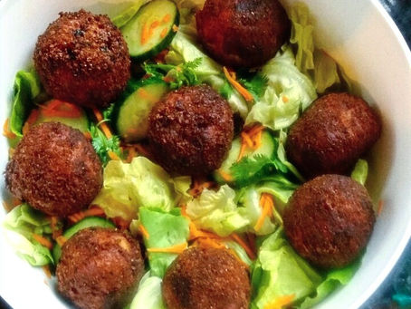 Cheesy Mashed Potato Croquettes and Fresh Herb Salad