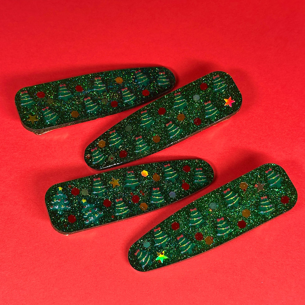 Green Christmas Tree Hair Clips
