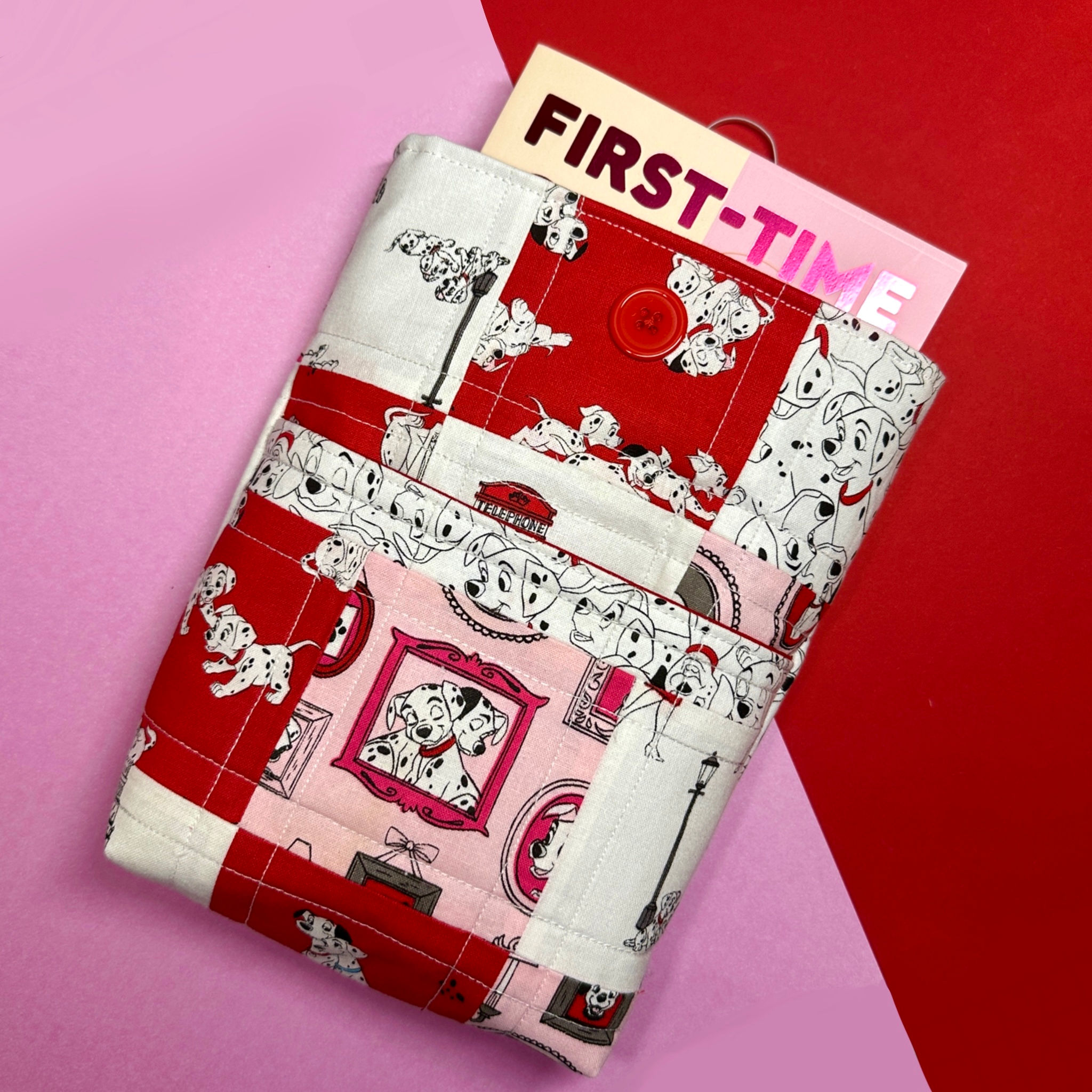 Dalmatian patchwork book sleeve