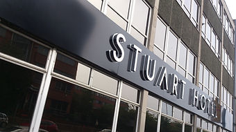 Built up stainless steel letters on an office fascia