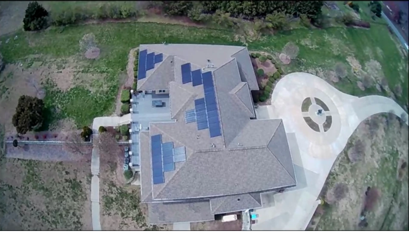 Solar Power Panels Roof Ariel View