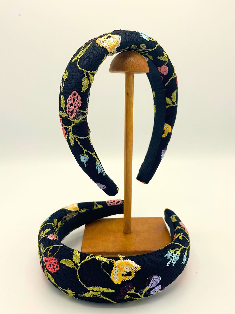 Thumbnail: Black Floral Embroidered Headband