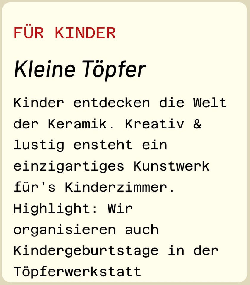 Kleine Töpfer: Keramik für Kinder, auch Geburtstage