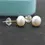 Thumbnail: High Quality Silver Gold Color 8-9mm Bread Round Freshwater Pearl Stud Earrings