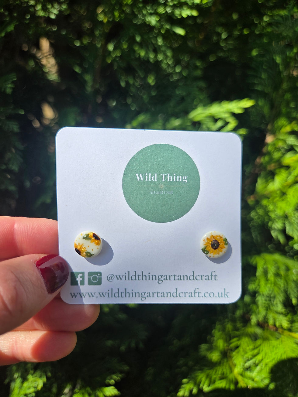 Thumbnail: Hand painted Sunflower Studs