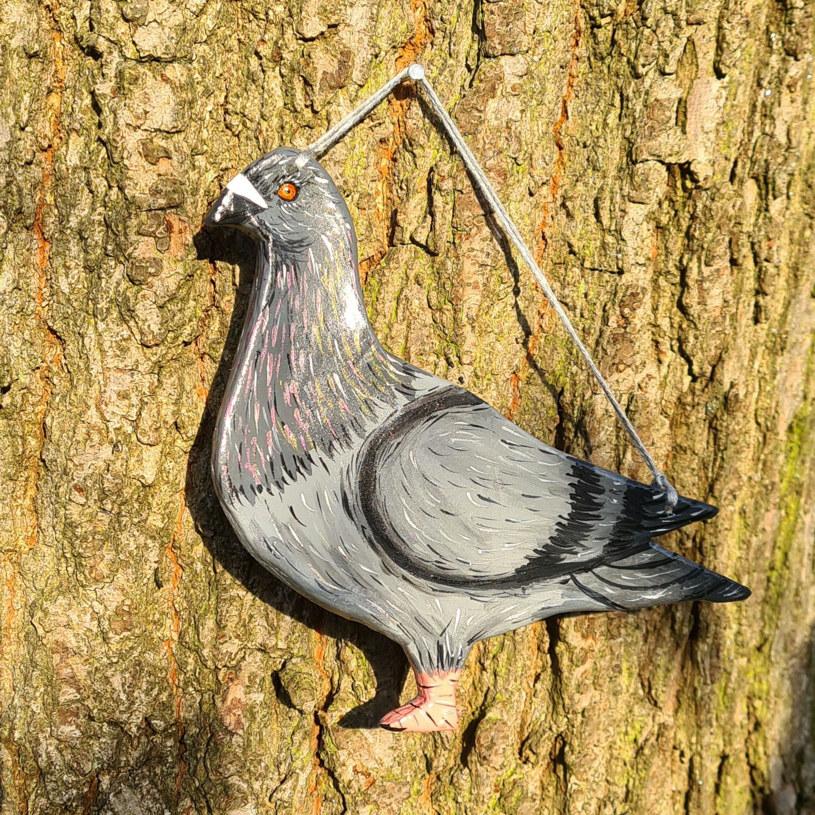 Hand Painted Pigeon Wall Hanging