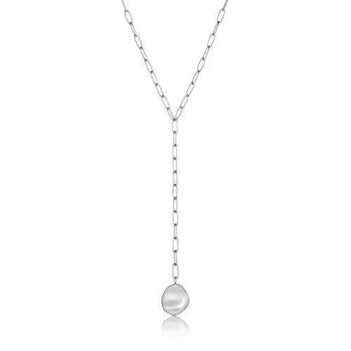 SILVER CRUSH DISC Y NECKLACE