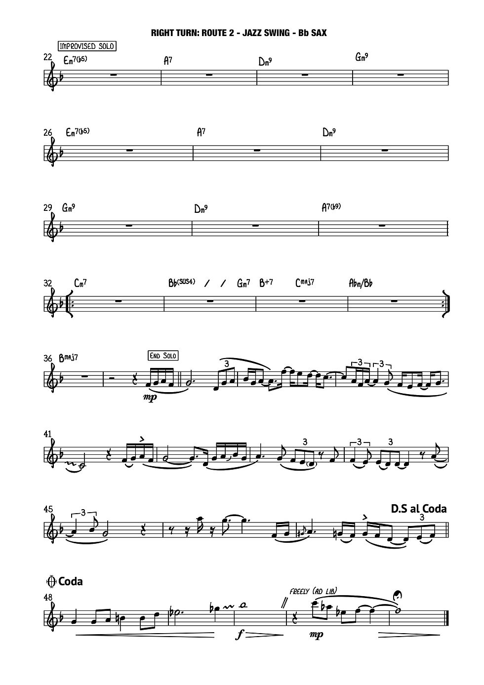 Thumbnail: Right Turn - Route 2 - Jazz Swing (Bb saxophone) by Steve Glover