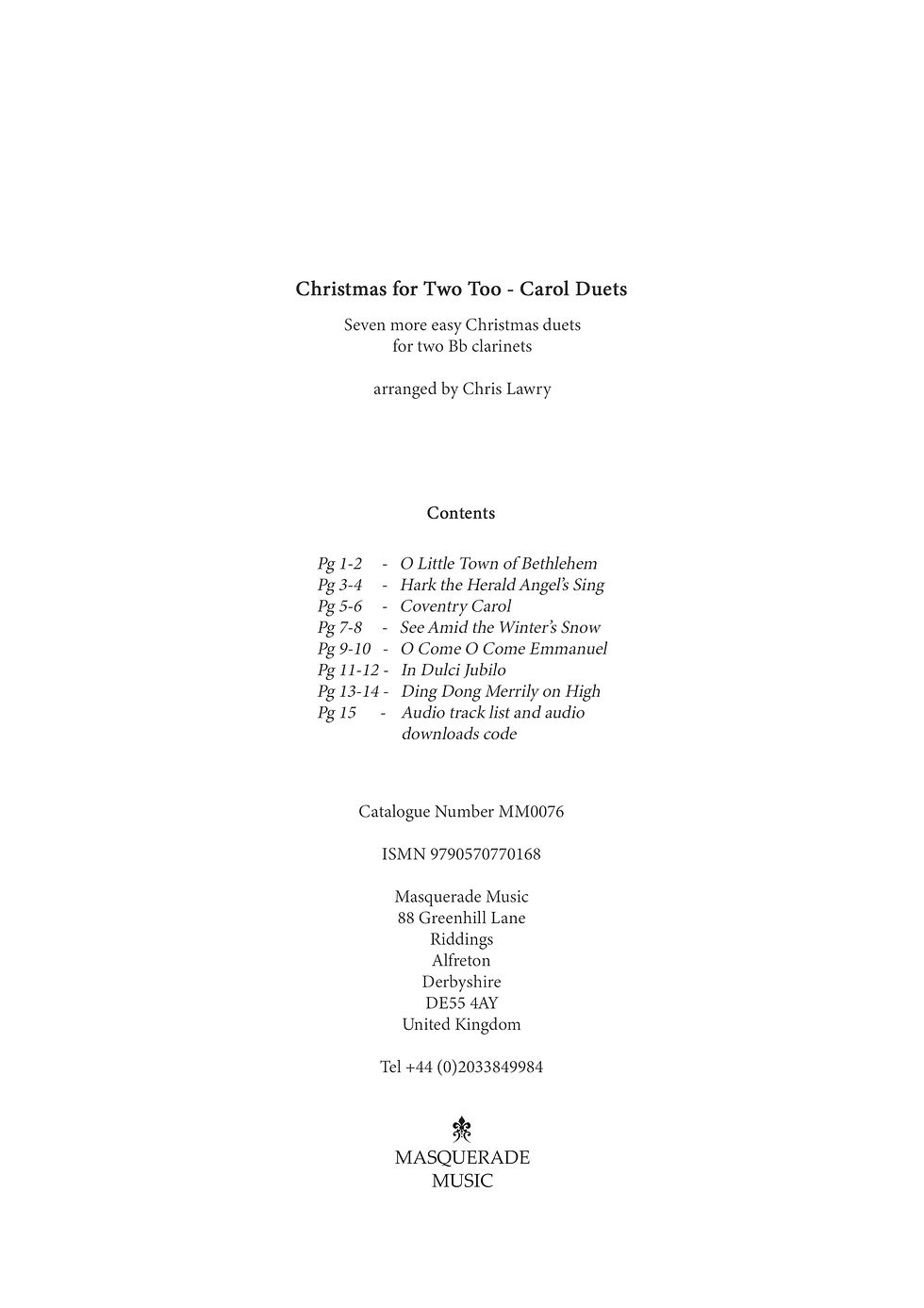 Thumbnail: Christmas for Two Too (clarinet duets) Chris Lawry