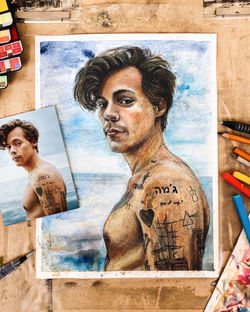 Harry Styles – Watercolor, Charcoal, Colored Pencil