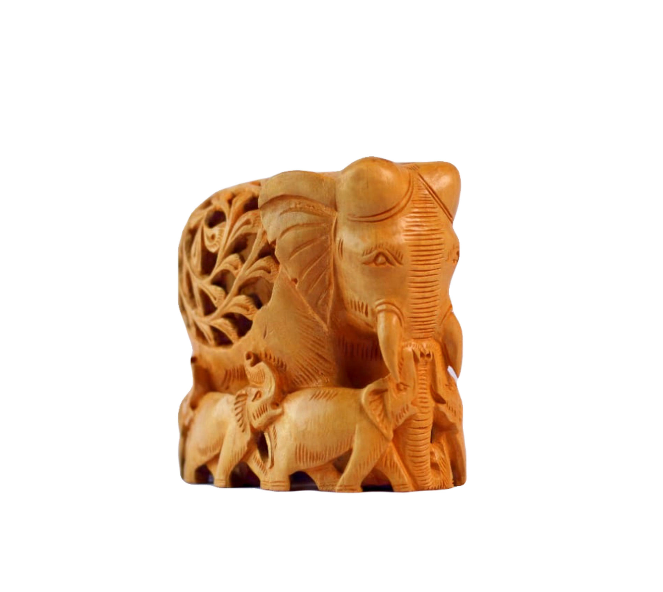 Wooden Decorative Hand-Carved Elephant Figurine Handicraft