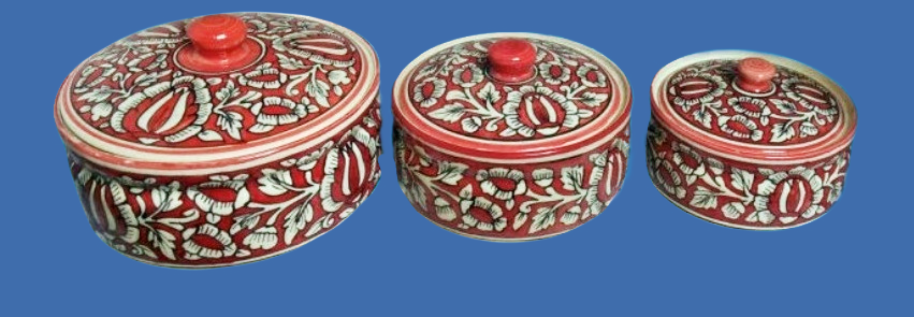 Hand Painted Set of Ceramic Casseroles