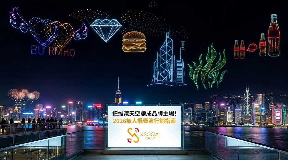 把維港天空變成品牌主場！2026無人機表演行銷指南：X Social Group 如何利用「維港天幕」引爆全城現象級流量？
