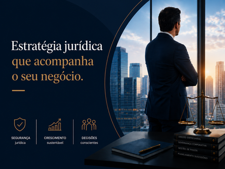 Capa de artigo sobre assessoria jurídica estratégica para empresas, mostrando um empresário diante da cidade simbolizando tomada de decisão, crescimento sustentável, governança e segurança jurídica. Alves & Trevisani Advogados Associados.