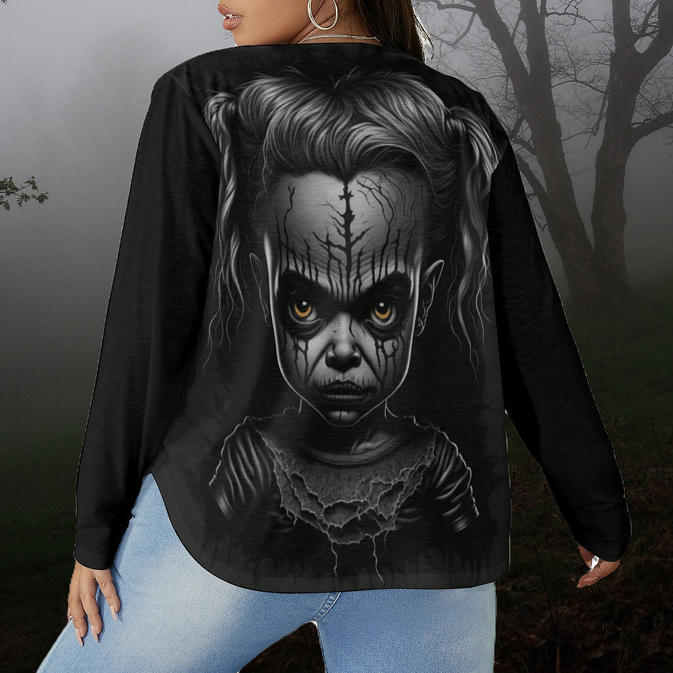 Thumbnail: Annabelle's Cousin Women's V-neck T-shirt With Curved Hem