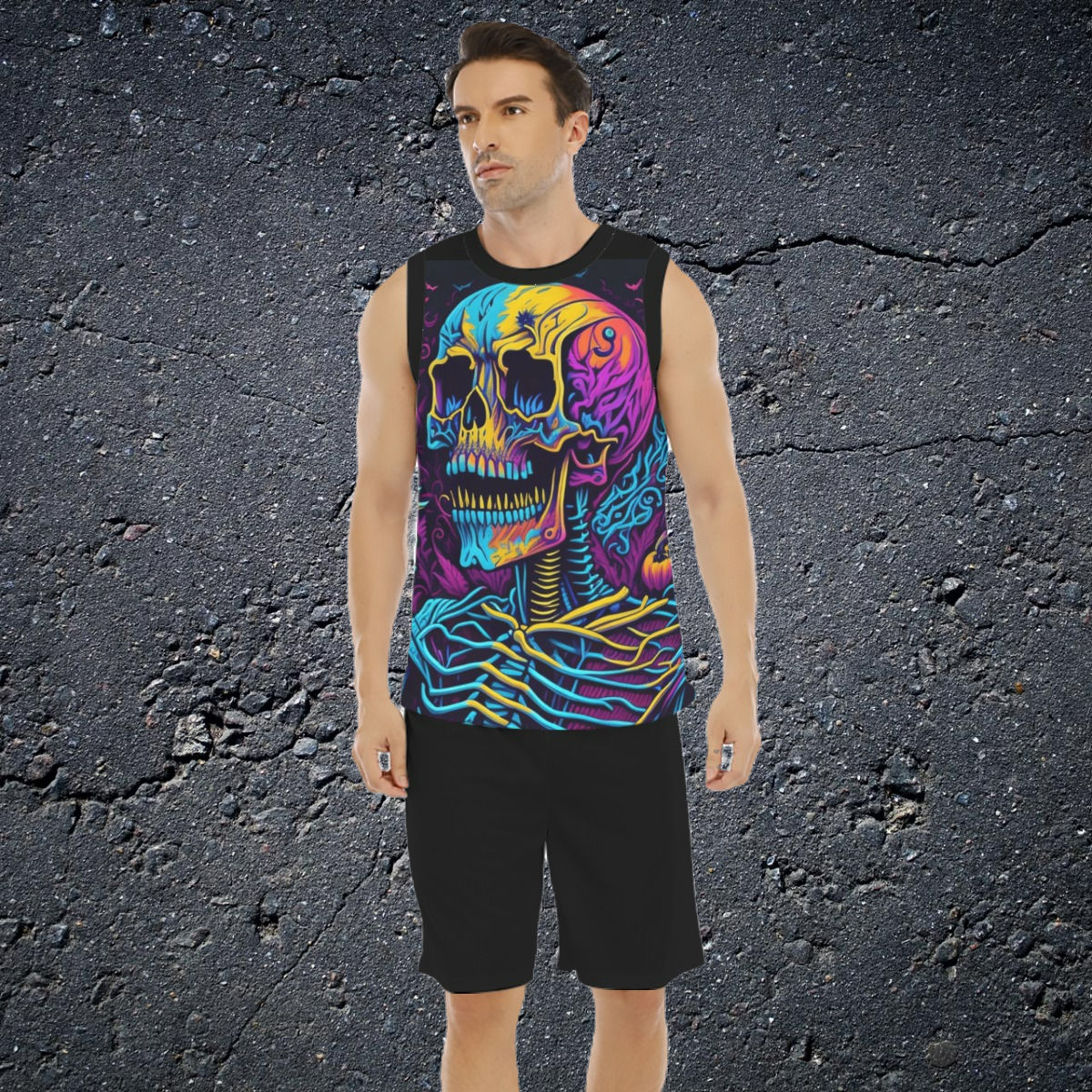 Neon Skeleton Men's Basketball Suit