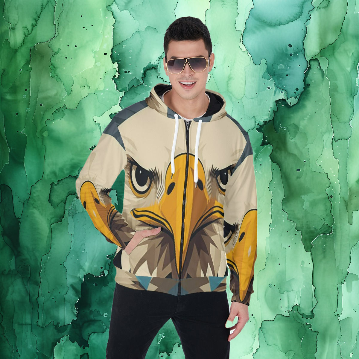 Bald Eagle Men's Heavy Fleece Zip Up Hoodie