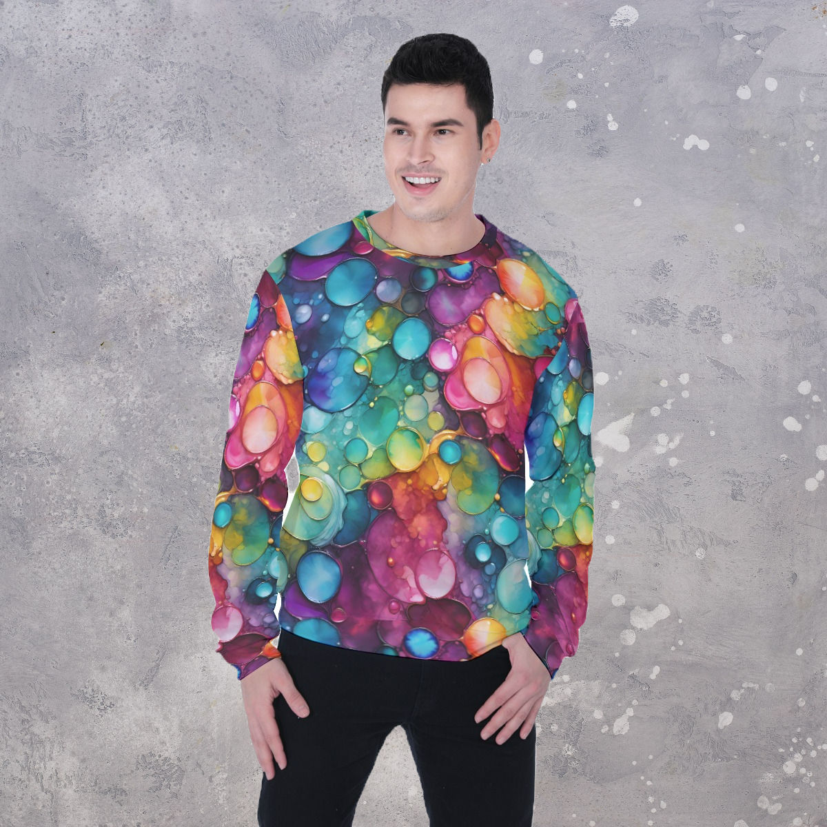Rainbow Drops Men's Heavy Fleece Sweatshirt