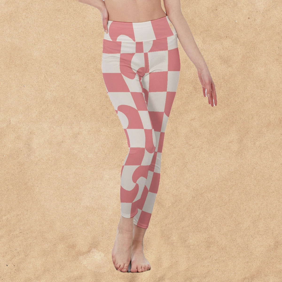 Pink Checker Women's High Waist Leggings