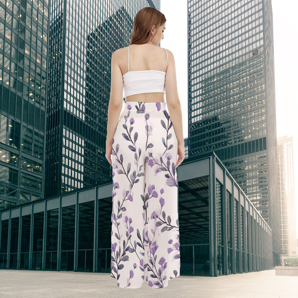 Thumbnail: Lavender Vine Women's High Waist Wide Leg Trousers