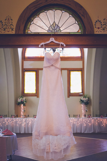 hanging wedding dress