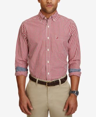 Men's designer gingham shirt worn with chinos from the UlikeNYC men's collection