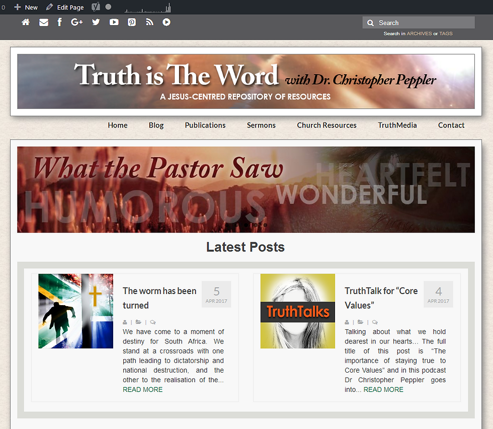 Homepage with top "find me on" bar