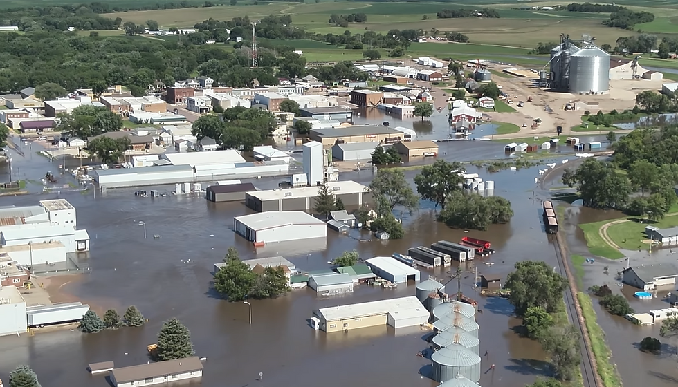 Aerial photo of floowing in Rock Valley, Iowa