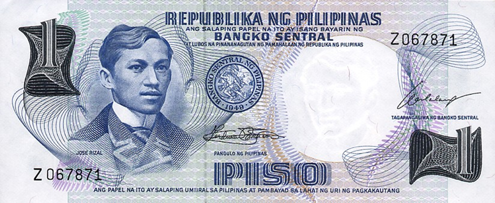 Jose Rizal in 1 Peso (Source: en.wikipidea.com)
