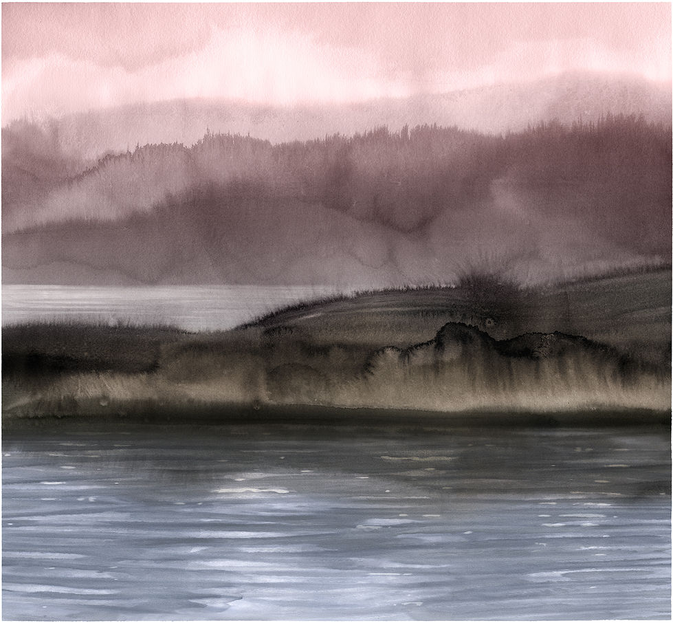 Lakeside Llyn Brianne by Welsh Artist Barry Martin Andrews