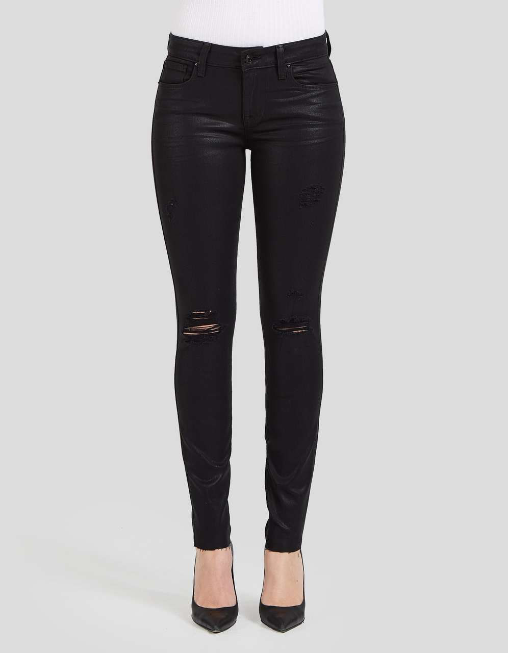 BLACK COATED JEANS FOR WOMEN