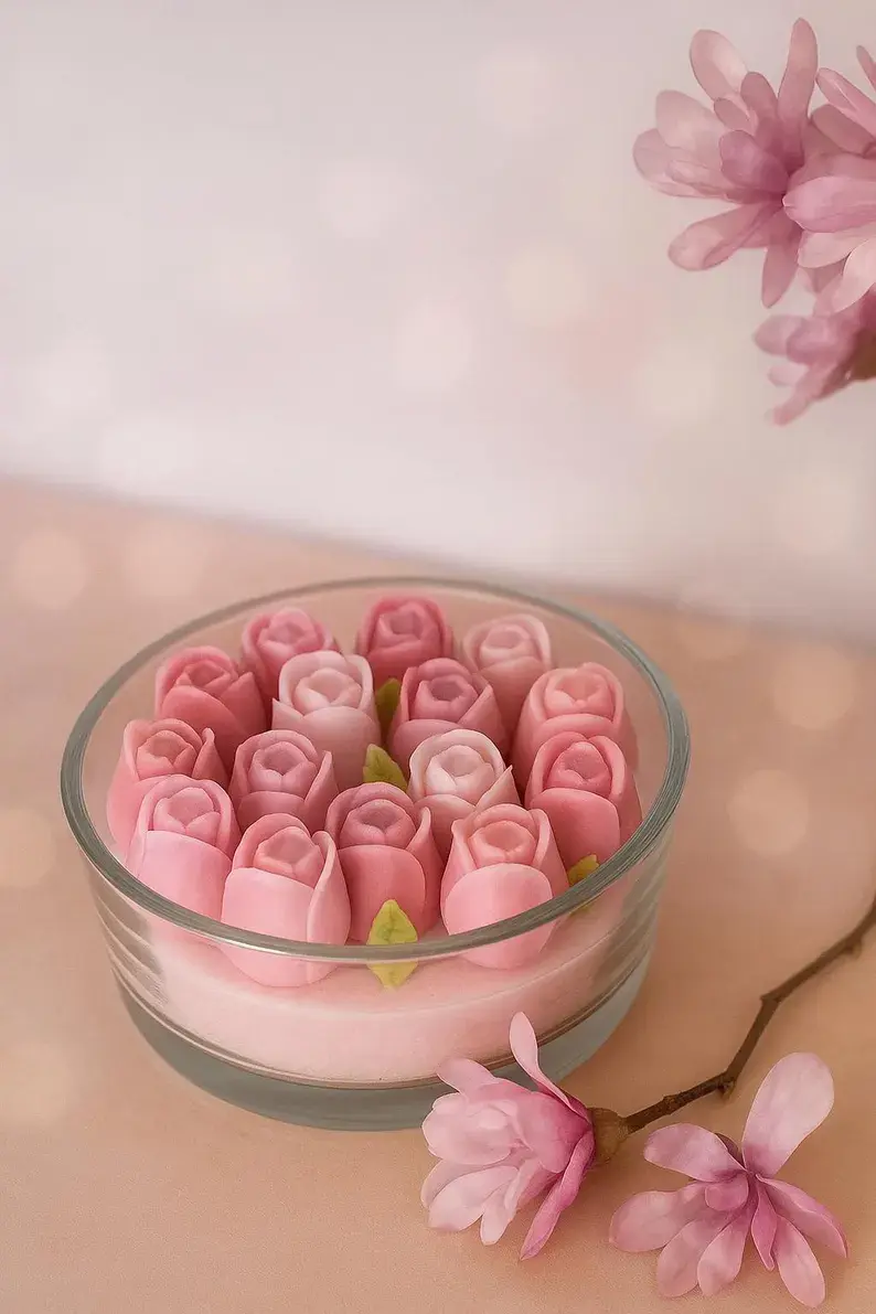 Miniaturbild: Tulpen Kerze im Glas Frühlingskerze