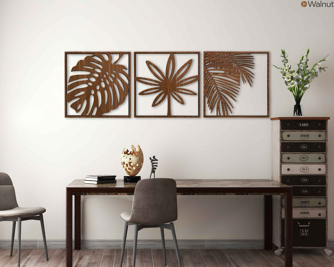 Tropische Blätter Holzwandkunst