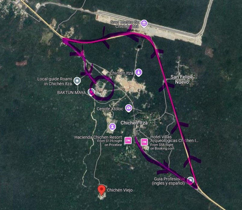 Route from Hacienda Chichén to Chichén Itzá