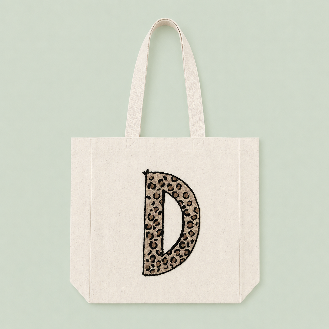 Tote Bag Collection-Leopar Harf Serisi/D Harfi